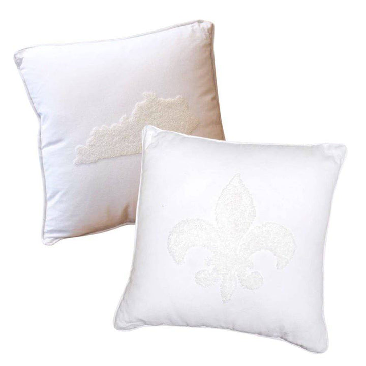White Embroidered Pillows - A Taste of Kentucky
