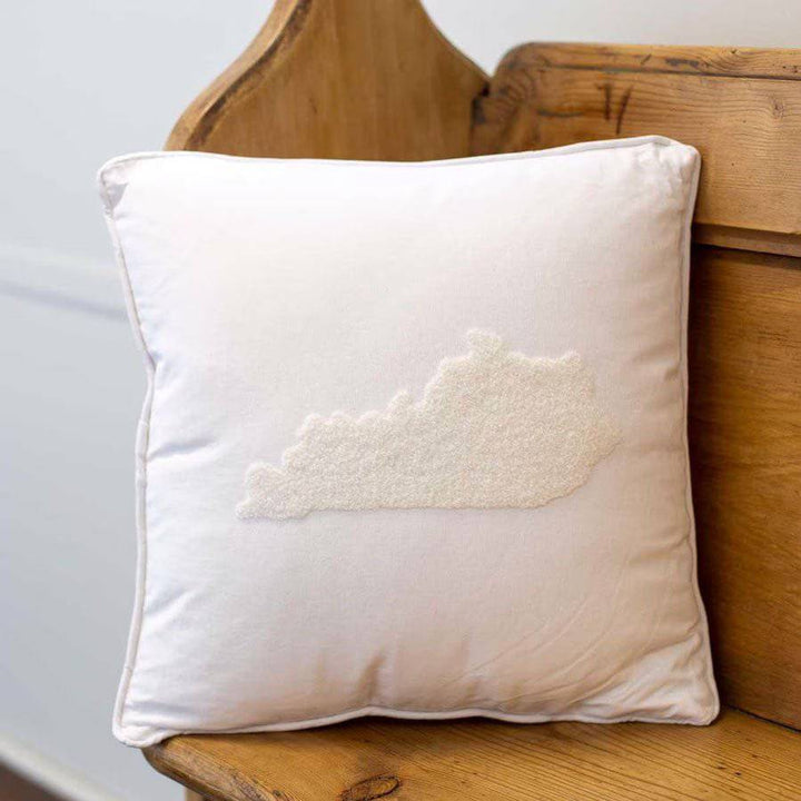 White Embroidered Pillows - A Taste of Kentucky