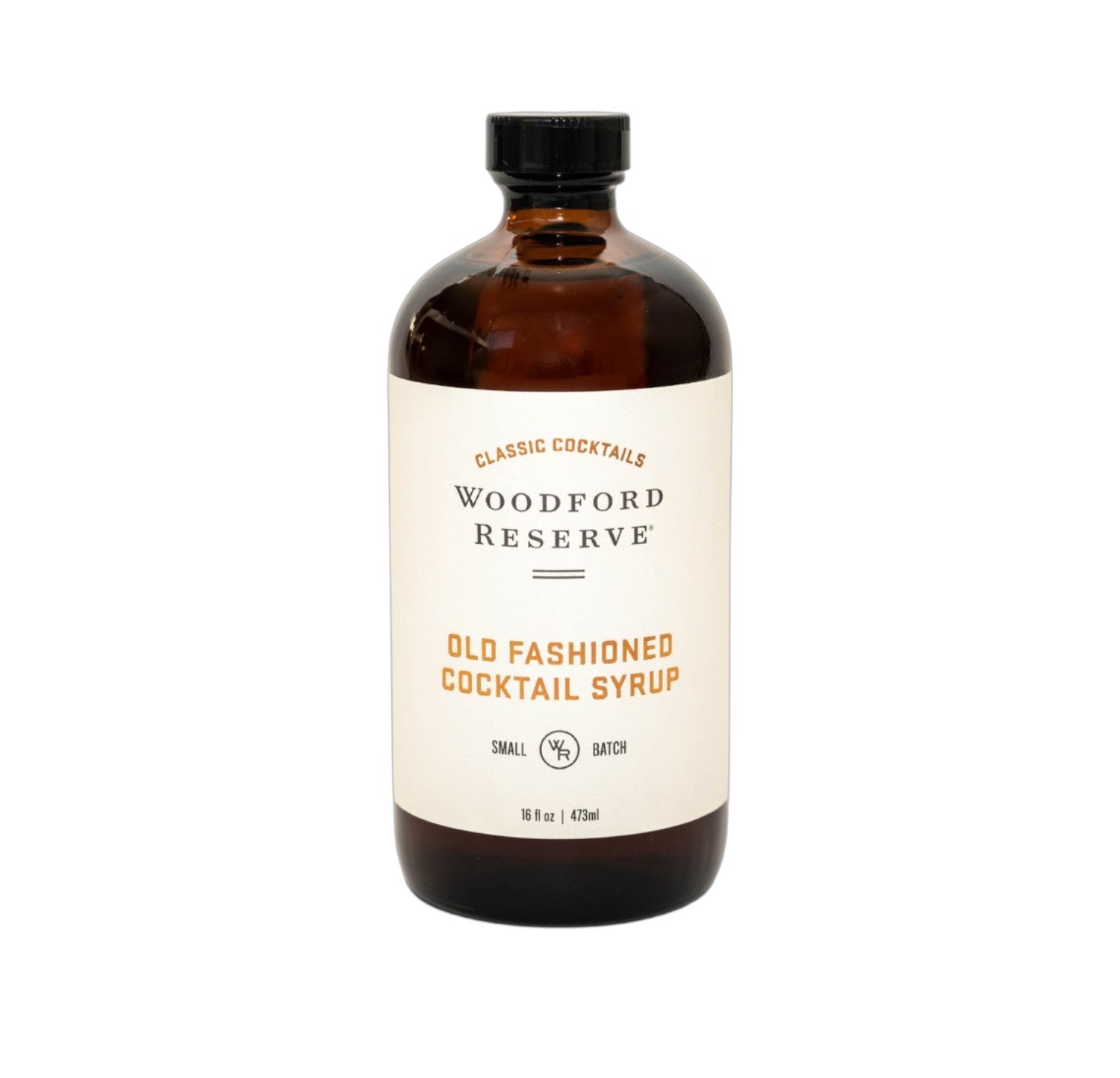Bottle of Woodford Reserve Old Fashioned Cocktail Syrup on a white background