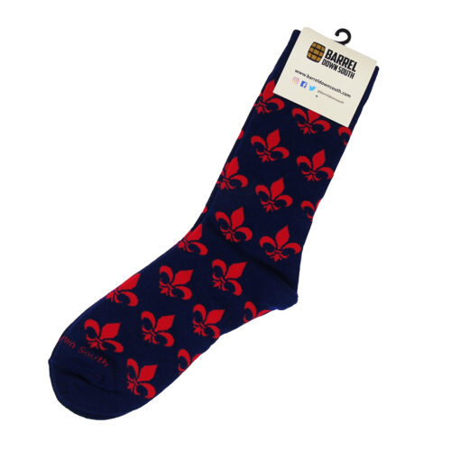 Barrel Down South Socks red fleur de lis