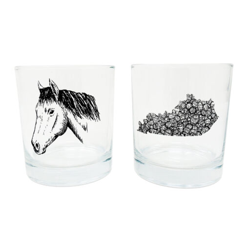 Horse and Kentucky Barrel Rocks Glass