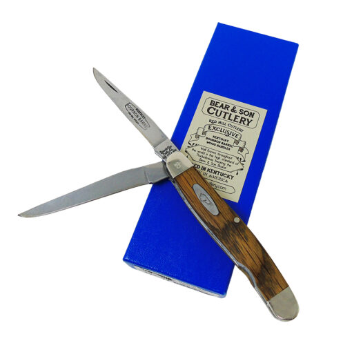 Kentucky Bourbon Barrel Wood Handle Jack Rabbit Knife with box