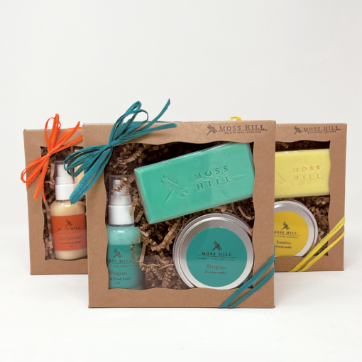 Moss Hill Gift Set with Soy Candle, Bath and Body Lotion, and Bar of Soap