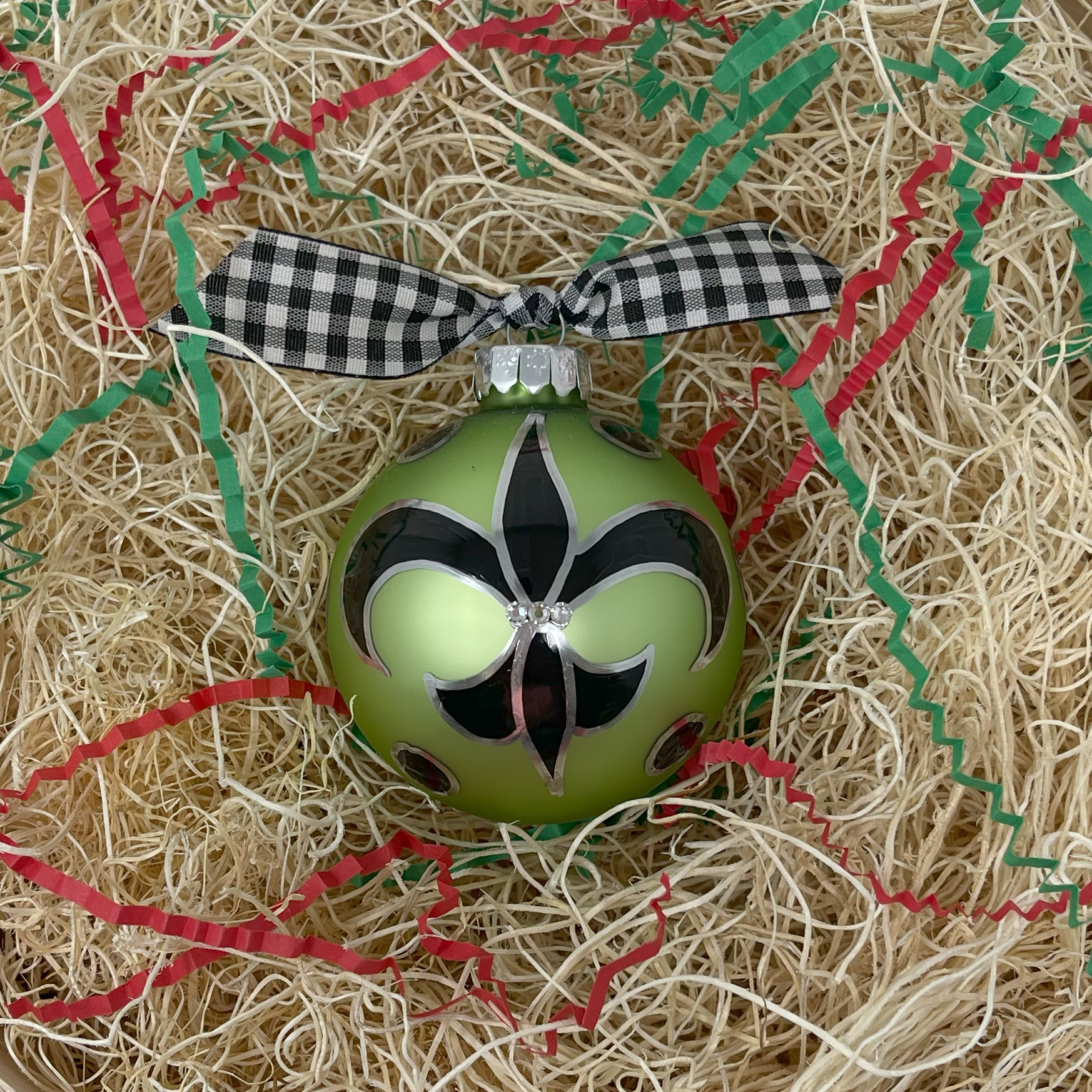 Light Green Fleur de Lis Hand Painted Ornament by Fleur de 'ville by Terry