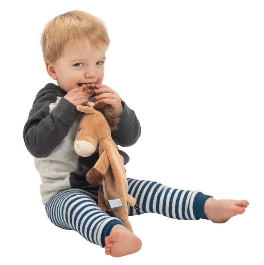 Douglas Baby Lil' Star Pony Teether Horse Toy pictures with toddler