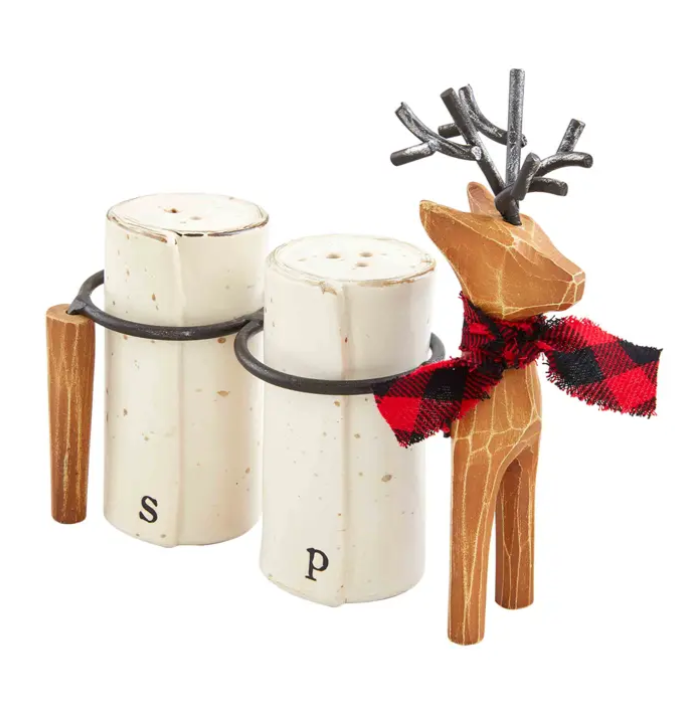Christmas Salt and Pepper Set with Deer Stand