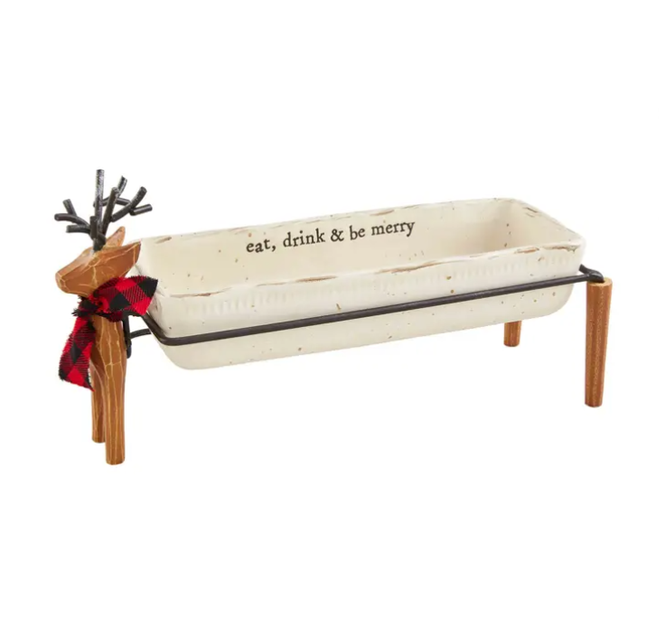 Christmas Cracker Dish with Deer Stand, Metal Deer Cracker Dish