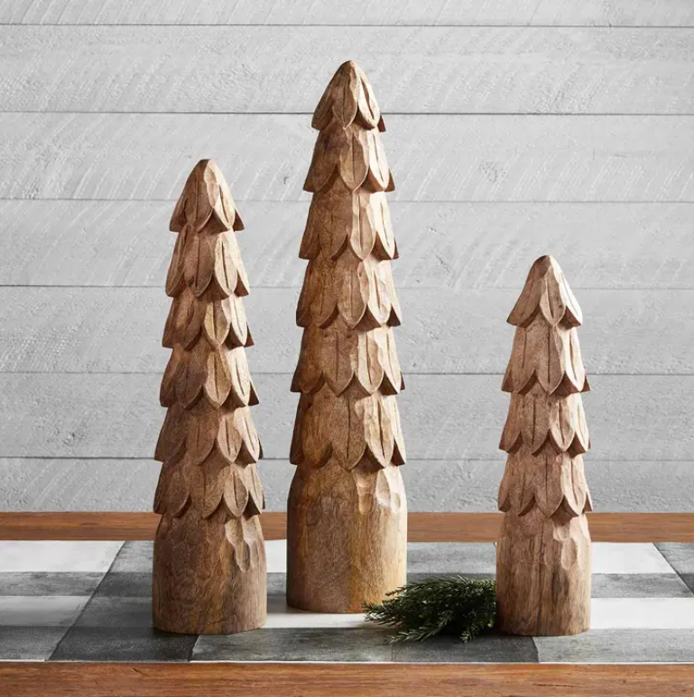 Wooden Christmas Trees, Small, Medium, and Large