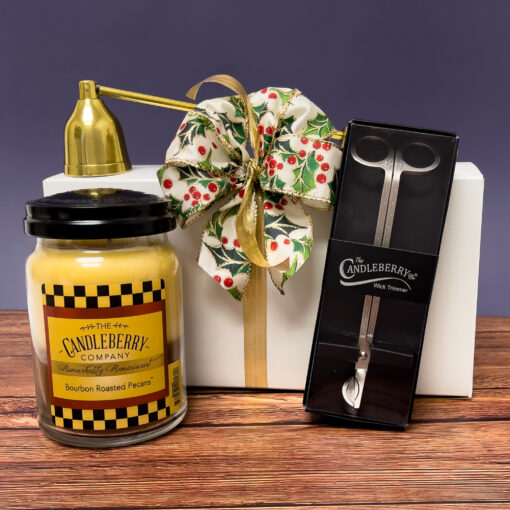 Candleberry Candle Gift Box - Candleberry Large Candle, Candleberry wick trimmer, and extinguisher