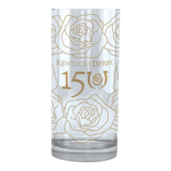 Front of 2024 Mint Julep 24k Gold Glass that displays Roses & Kentucky Derby 150 Logo