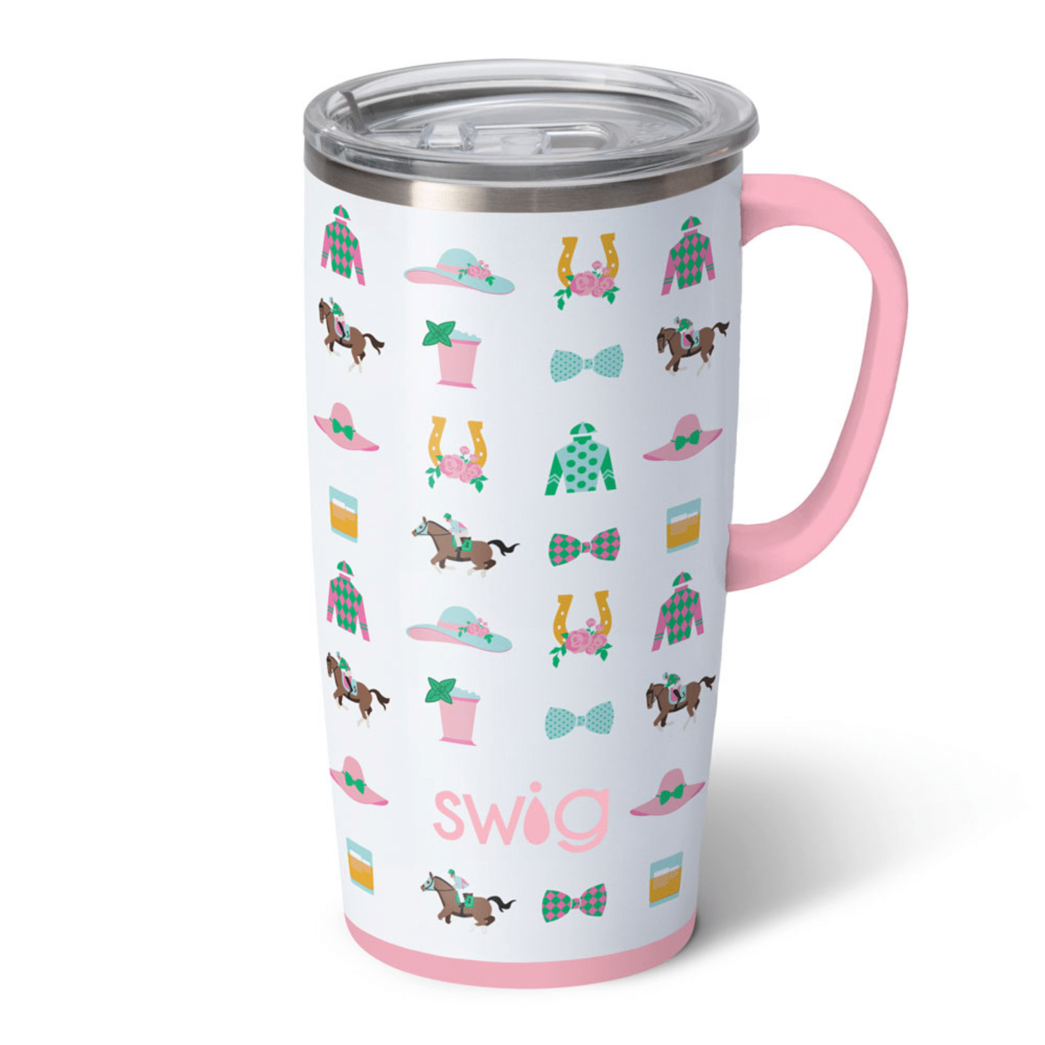 Tumblr style cup with derby themed art on it