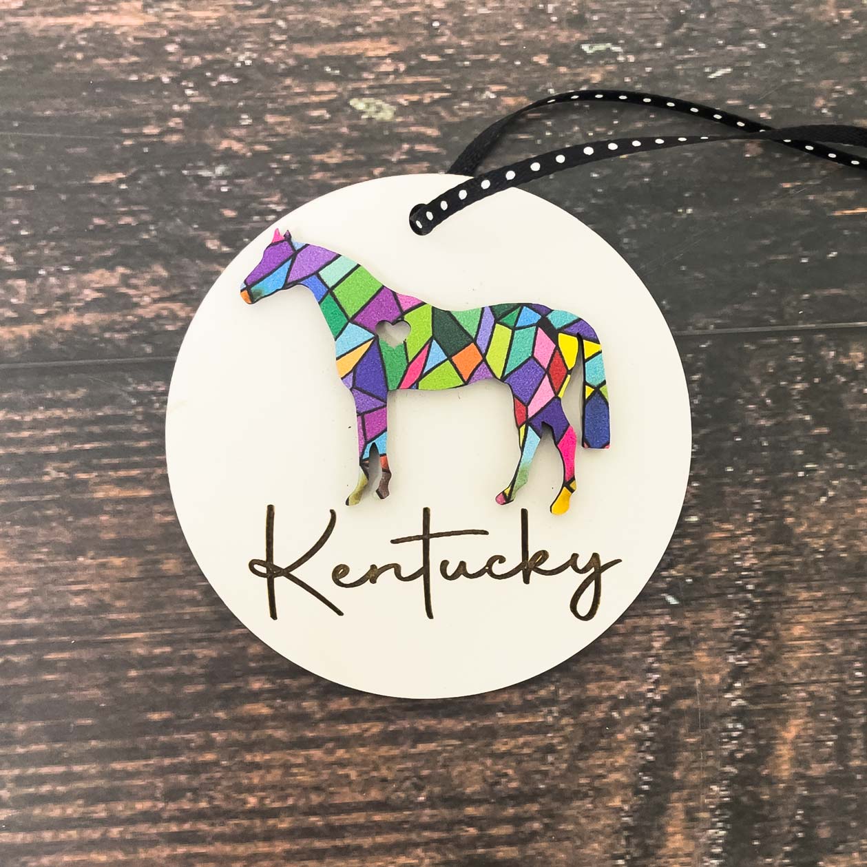 Colorful Kentucky Wood Ornaments Kentucky Thoroughbred