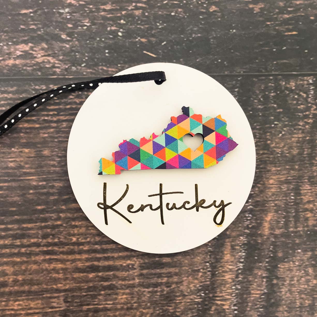 Colorful Kentucky Wood Ornaments Kentucky Shape