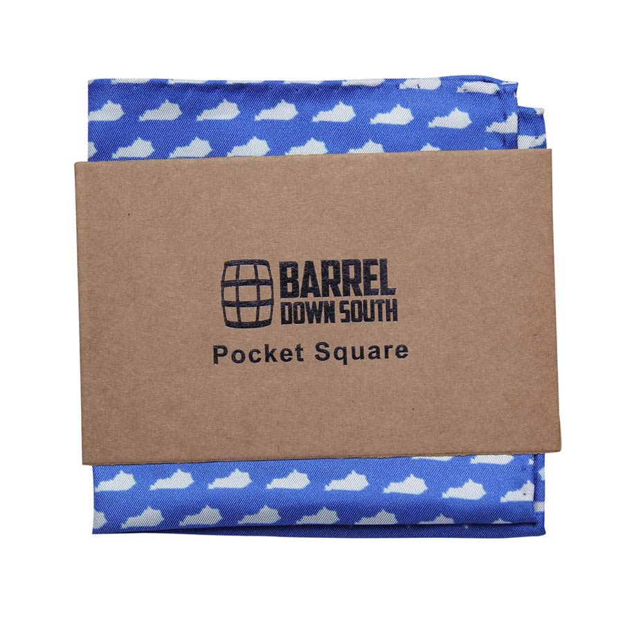 Blue Pocket Square with Kentucky State Shape Pattern