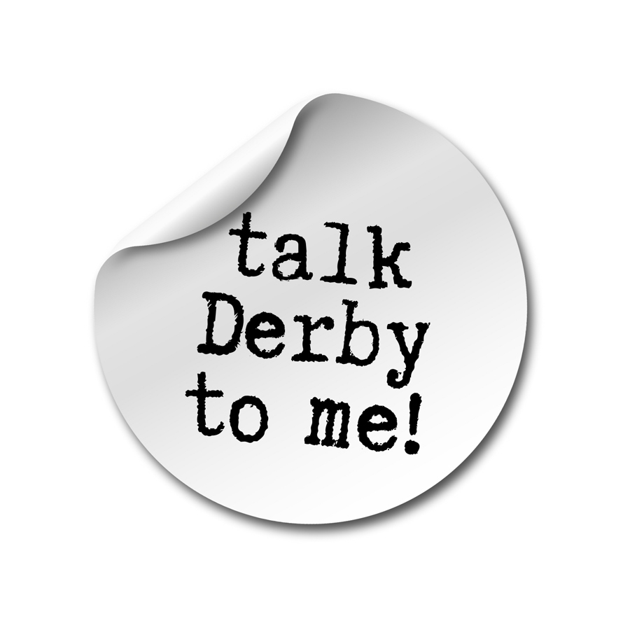 Round White 'Talk Derby to Me' Sticker